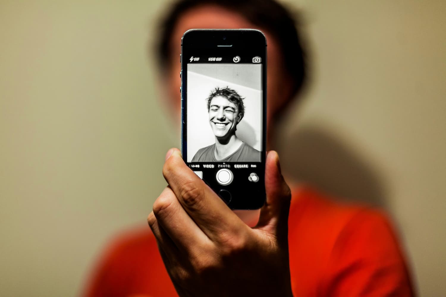 Phone selfie setup showing the challenges of DIY headshot photography
